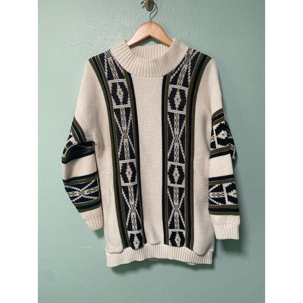 Vintage Clifton Place Unisex Cream and Black‎ Patterned Sweater